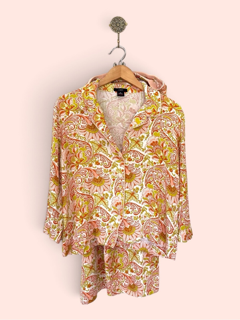 J.Crew Baroque Paisley Floral Pajama Set M Long Sleeve Capri